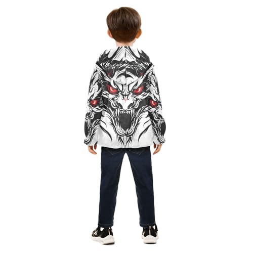 Dragon with Red Eyes Girls Fleece Jacket Girls Fall Jacket Girls Zip Up Hoodie Girls Sherpa Jacket 2-10T4