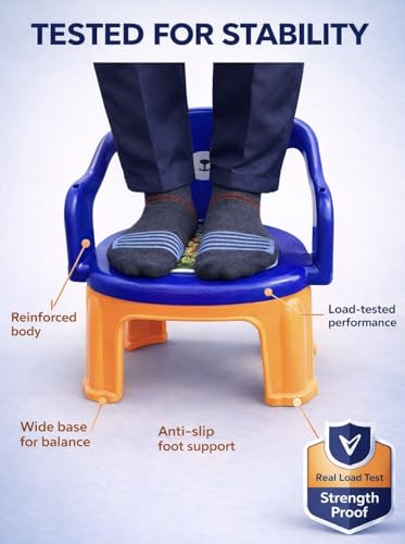 Image of MY LITTLE TOWN Kids Feeding Chair| Musical Chu Chu Chair| Baby Chair| 4-36 Months| Baby Chair| Portable| Booster seat (Blue with Orange)