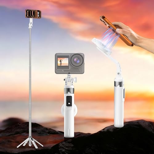 Perche à selfie magnétique CloudValley et trépied de table blanc pour influenceurs et voyages