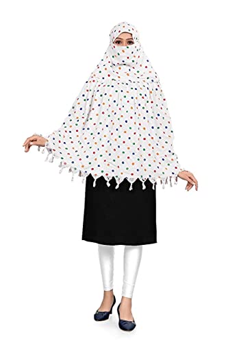 Image of SIXSIGMA Cotton Long Scarf Cum Mask scarves Usable for vehicle Driver | White Printed Design | Universal Size | For Girl & Women | Breathable Sun Protection Light Weight