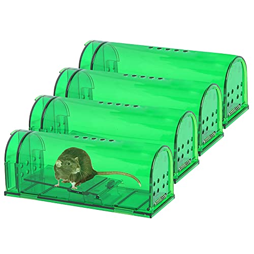 4 Pcs Humane Mouse Traps No Kill, Live Mouse Trap, Reusable Mice Trap Catch for House & Outdoors