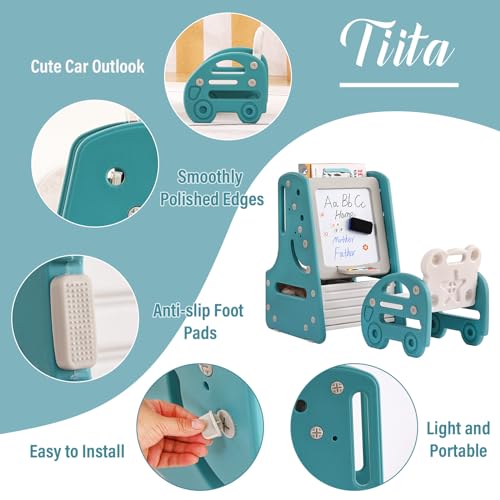 Tiita-Kids-Table-and-Chair-Set-3-in-1-Convertible-Art-Easel-Display-Bookshelf-wMagnetic-Painting-Board-Bottom-Storage-Shelf-Children-Activity-Table-Set-for-Drawing-Reading-Blue Tiita Kids Table and Chair Set 3 in 1 Convertible Art Easel Display Bookshelf wMagnetic Painting Board Bottom Storage Shelf Children Activity Table Set for Drawing Reading Blue