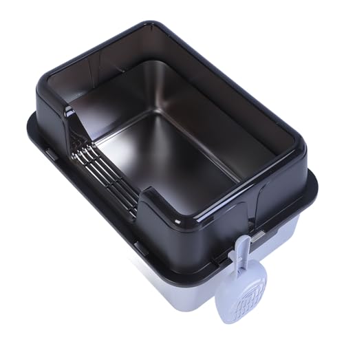 Linho para Gatos Com Cerca Alta, Vaso Sanitário para Gatos de Aço Inoxidável, Prova à Prova de Respi