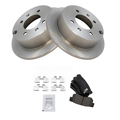 Image of TRQ Rear Brake Pad and Rotor Set Ceramic Solid Rotors | For 1999-2005 Hyundai Sonata 2001-2006 Kia Optima