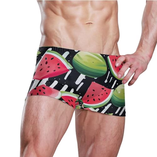 Watermelon Fruit Mens Swim Trunk Swimwear Bathing Suit Swim Brief Square Leg Board Short S B04020733