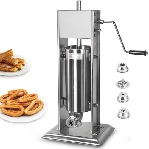 Churros manual de acero inoxidable con 4 boquillas, capacidad de 3L/5L/7L para uso doméstico y comercial, perfecto para panaderías y restaurantes