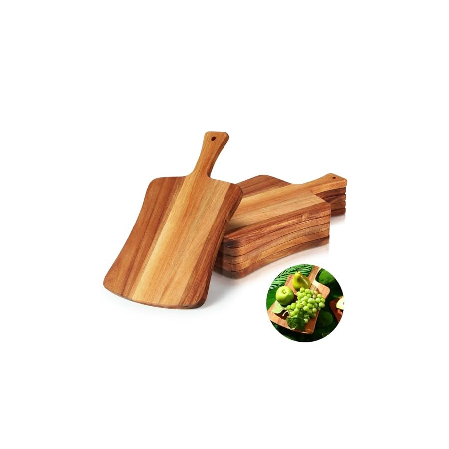 Layhit-6-Pack-Thick-Acacia-Wood-Cutting-Board-Wooden-Serving-Board-Double-Sided-Serving-Wood-with-Handle-Chopping-Boards-for-Kitchen-Meat-Charcuterie-Cheese-Bread-Vegetables-Fruits-14-x-87-Inch Layhit 6 Pack Thick Acacia Wood Cutting Board Wooden Serving Board Double Sided Serving Wood with Handle Chopping Boards for Kitchen Meat Charcuterie Cheese Bread Vegetables Fruits, 14 x 8.7 Inch