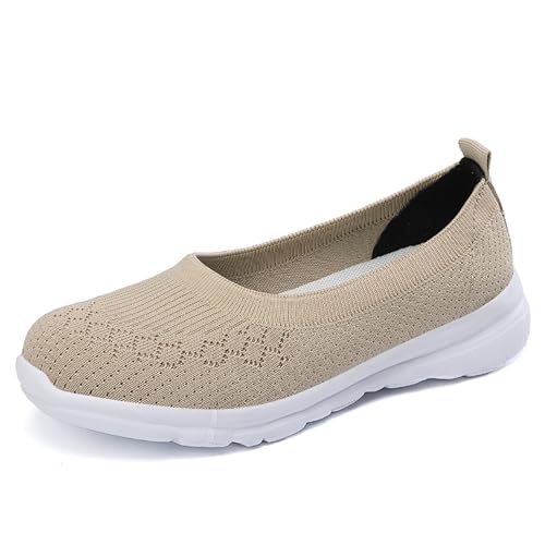Women's Knitted Orthopedic Walking Shoes Comfortable Round Toe Breathable Soft Sole Non-Slip Slip-On Casual Mother Shoes