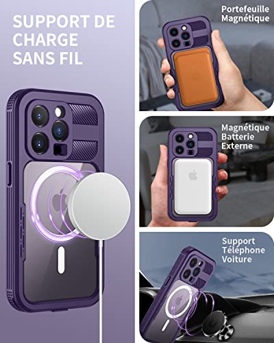 Etui iPhone 14 Pro étanche antichoc etui protection intégrale imperméable violet - 6