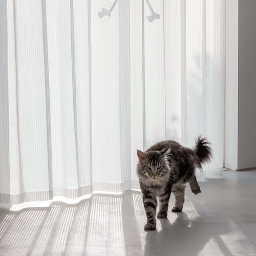 Cortinas transparentes para un salon luminoso y privado con elegantes rayas blancas de 96 pulgadas 7
