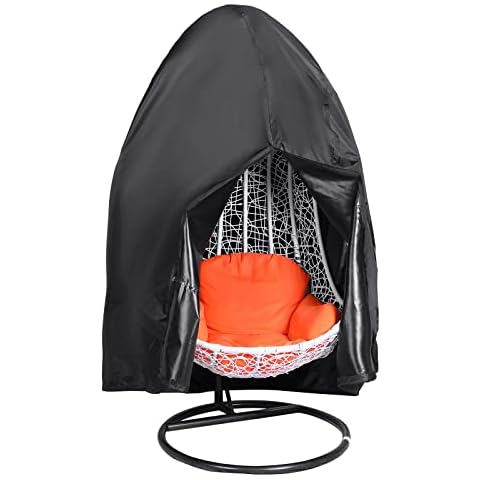 GARPROVM Schutzhülle Hängesessel, Schwebesessel Abdeckung Winterfest Hängesessel Abdeckung Oxford Gewebe Wasserdicht Staubdicht Schneefest Abdeckplane für Hängestuhl Schwingsessel -190 x 115cm Schwarz Cover