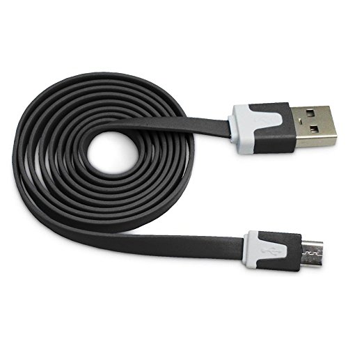 LG Revere 3 (Flip Phone) Flat Wire 3 Ft. Micro USB Charging/Data Cable - Use with Existing USB Outlet or Car Charger or Computer USB -Black