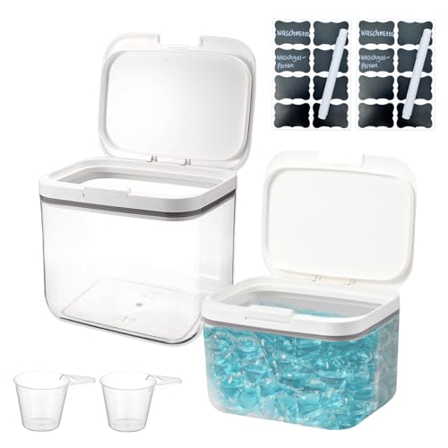 Yudobliss Boîte de Rangement pour Détergent, 2,8L+ 4,5L Boite Lessive, Récipient pour Capsules de Lessive, Boite Rangement Plastique, Récipient pour Poudre à Lessive avec Couvercle à Pression
