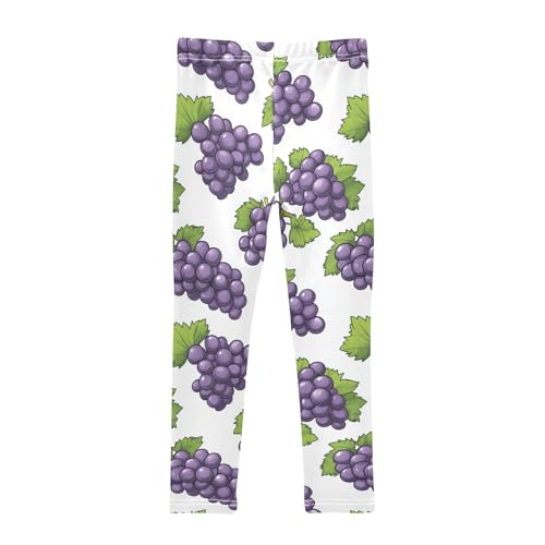 Purple Grapes Girls' Leggings Toddler Doodles Green Leave Kids Yoga Pants Dance Active Tights 4T2