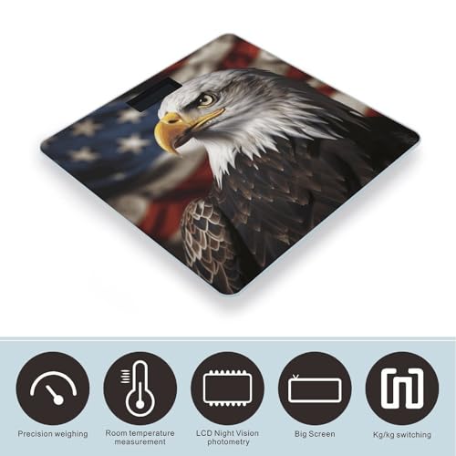 Báscula digital de baño con diseño bandera US 26x26 cm miniatura 3