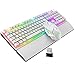 Set tastiera e mouse da gioco wireless, con supporto per il polso, 4800 mAh Tastiera retroilluminata 16 RGB ricaricabile + Mouse retroilluminato a LED a 7 colori per PC Laptop PS4 XBOX-Bianco