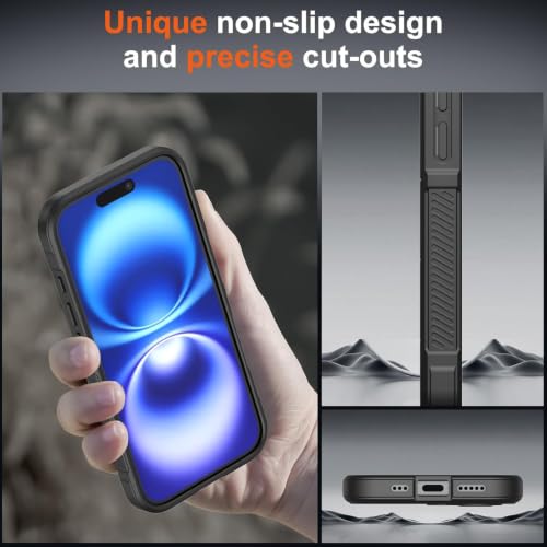 Image of ShieldTech AirGuard Series Back Cover Case for Apple iPhone 16 | Microfiber Lining | Airbag Cushion Drop Protection | Shockproof Silicone Back Cover Case | Anti Slip Grip - Black for iPhone 16