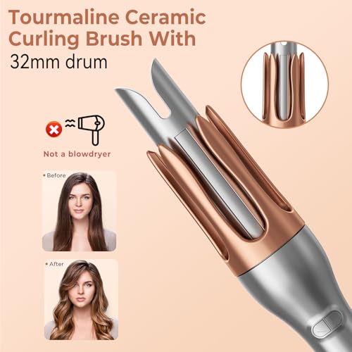 Hair Curler, Portable Automatic Curling Iron with Anti-Scald Design, 30s Fast Heat, 3 Temp Settings, 32mm Tourmaline Ceramic Barrel, 60 Min Auto Shut-Off - Image 5