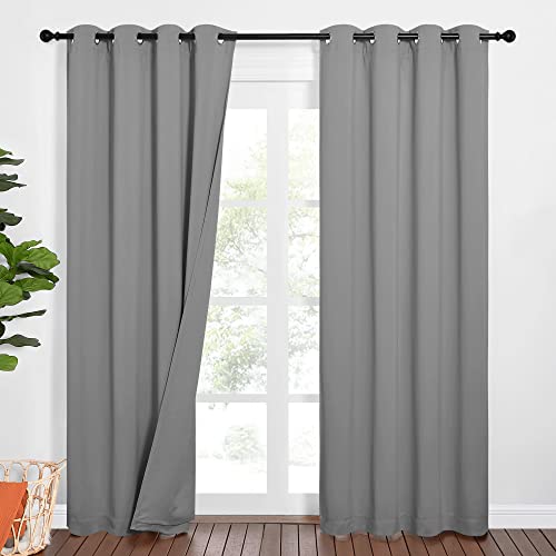 NICETOWN Noise Insulation Curtain Panels, Pair of Energy Smart & 100% Blackout Echo of Sounds Reducing Drapes for Dining Room, Thermal Guest Room Line
