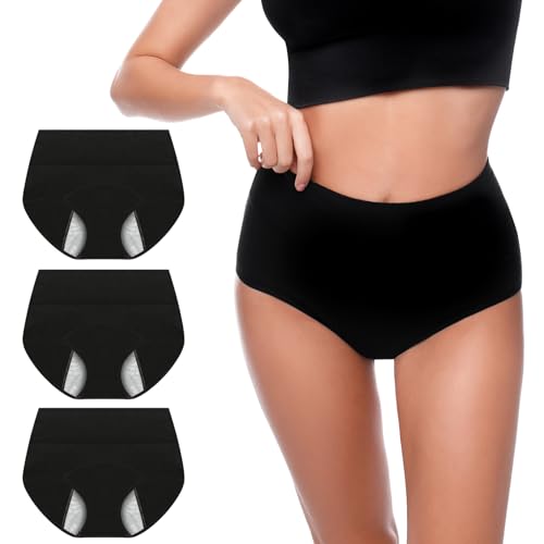 Walifrey Period Underwear for Women, High Waisted Panties Leakproof Postpartum Cotton Briefs