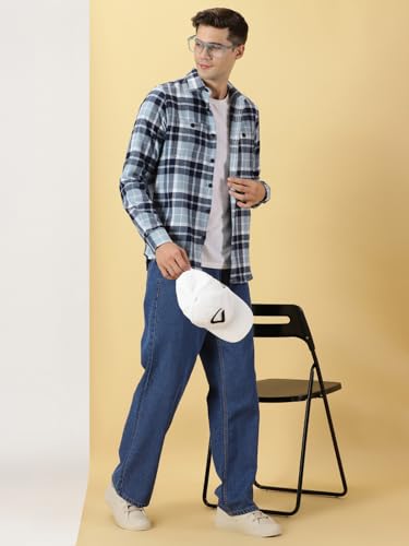 Image of Thomas Scott Men's | Checks | Full Sleeve | Regular Fit | 100% Cotton | Double Pocket | Spread Collar | Casual Shirt