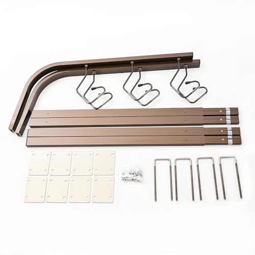 豊臣金属 ベランダ固定物干し台 組み立て物干し(4穴金具6枚・手すり対応金具付き長ボルト)左右2本1台分セット本体カラー:ブロンズ