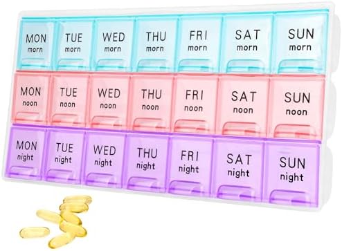 Large Weekly Pill Organizer 3 Times A Day,Travel Pill Cases ，Mois...