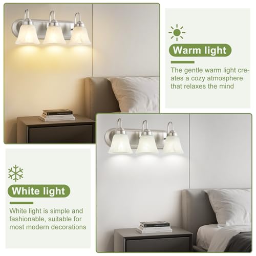 3 Light Bathroom Vanity Lights, Bathroom Light Fixtures Over Mirror, Modern Lighting Fixtures Brushed Nickel Wall Lamp Vanity Lights Apply for Mirror Living Room Cabinet Bedroom, Bulb Not Included - Image 4