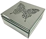 Ideale per riporre i tuoi preziosi accessori, questo portagioie è sormontato da una forma di farfalla piena di gioiellieri simili a diamanti che brillano e brillano alla luce per un effetto sorprendente.