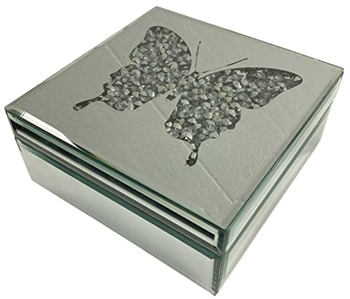 Ideale per riporre i tuoi preziosi accessori, questo portagioie è sormontato da una forma di farfalla piena di gioiellieri simili a diamanti che brillano e brillano alla luce per un effetto sorprendente.