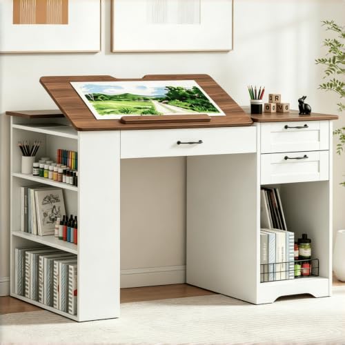 Lurinthal Drafting Table with Storage