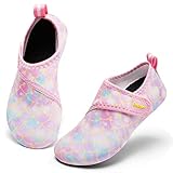 Racqua Kids Water Shoes Girls Beach Swim Surf Shoes Barefoot Quick-Dry Yoga Socks Boys Sports Lightweight Aqua Shoes Big Kid Pink Mermaid 2.5-3.5