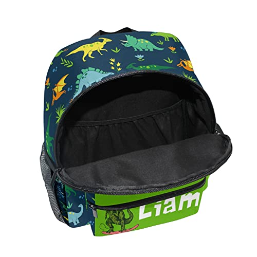 MCHIVER Custom Green Dinosaur Kids Toddler Backpack Personalized School Bag with Chest Strap for Boys Girls Preschool Kindergarten Nursery Children Bag3