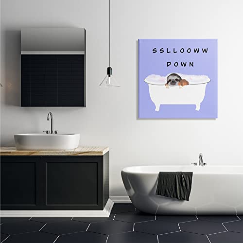 Image of Stupell Industries 'Slow Down Baby Sloth Bubble Bath Lavender'| Canvas Art | Stupell Industries | 30 x 30 Inches, Easy to Hang and Sturdy, Made in USA, by Ashley Singleton