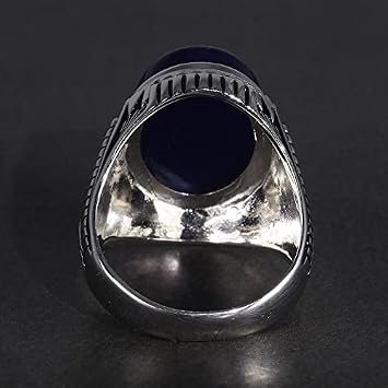 Silver Big Turkish Ring Natural Blue Tiger Eyes Jewelry for Men ~ Sterling Silver 925 ~ Oval Natural Blue Tiger Gemstone Jewelry,