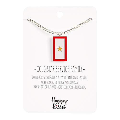 Happy Kisses Blue Star Service Flag Necklace – Blue Star Mom Pendant– One, Two & Three Stars – Message Card
