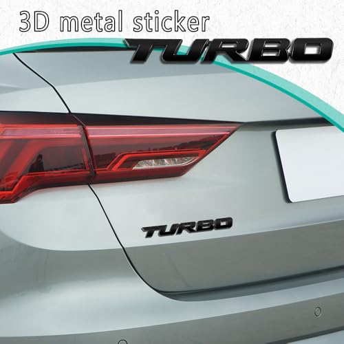 Image of ASUBHA 3D Metal Turbo Car Emblem, Zinc Alloy Universal Car Sticker, Black, Exterior, Front Grille, Trunk, Body, Engine Cover, Interior, Motorcycle, Scooter, Laptop, Tablet, Easy to Install