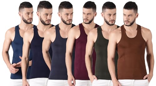 Image of Dollar Lehar Men Combed Cotton Round Neck Vest -Colour May Vary