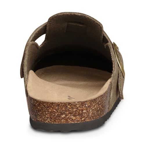 Image of KIDMI Genuine Suede Clogs for Women Men Cork Footbed Sandals Leather Mules Potato Shoes with Arch Support