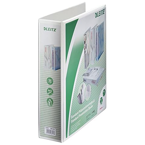 Leitz 42870001 Ringbuch Präsentation, mit Taschen, A4, PP, 4 Ringe, 50 mm, weiss Cover