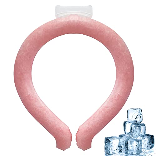 ICEネッククーラー 首元ひんやり クールリング ネッククーラー アイスパック 28℃自然凍結 ICEネックリング 結露しない アイスネックバンド 氷結ベルト 長持ち 爽快リング 暑さ対策 熱中症対策 首 冷やし 保冷剤 冷感グッズ (ピンク)