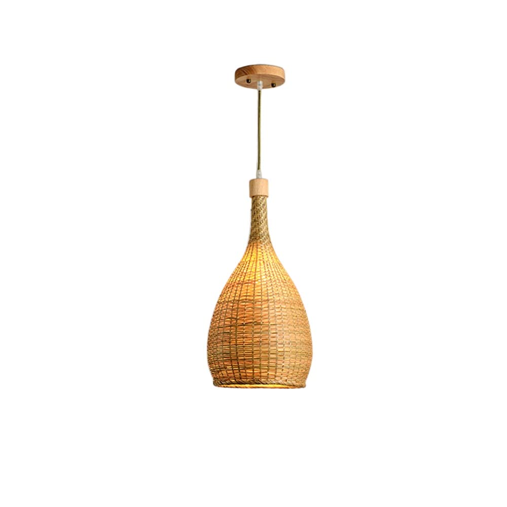 Suspension bambou tissé E27 luminaire réglable pour filtrer la lumière du salon