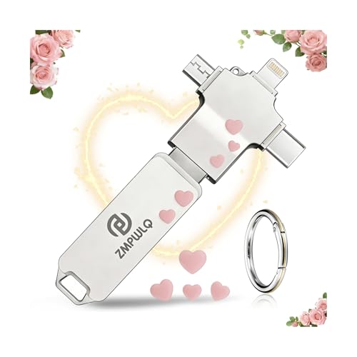 Photo Stick 128GB-Auto-Secure-Backup-USB-Flash-Drive-Saver-Memory-Stick-Photo-Finder for Phone/iPhone/iPad/Android/PC-4-in-1-Thumb-Drive-External-Storage for All Devices,Backup Photos,Videos,Contacts