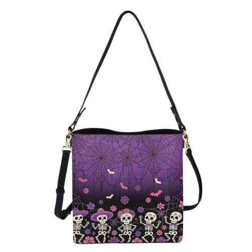 Image of HUGS IDEA Boho Bags for Women Leather Handbag Shoulder Bucket Crossbody Purse