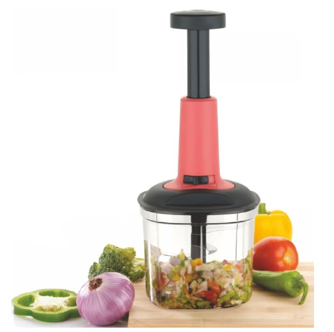 1100 ML Hand Push Chopper for Vegetables & Fruits | 5 Sharp Stainless-Steel Blades | Manual Food Cutter & Dicer | Heavy-Duty Plastic Onion Chopper (Multi Colour)-image-38