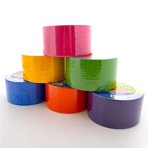 Image of BAZIC PRODUCTS Assorted Fluorescent Duct Tape, 1.88 in x 10 Yd, 6 Ct, 6-Set | rolls of 1.88 in x 10 yd cloth-backed duct tape in 6 bright fluorescent colors for crafts and labeling