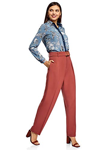 Oodji Collection Donna Pantaloni a Gamba Larga con...