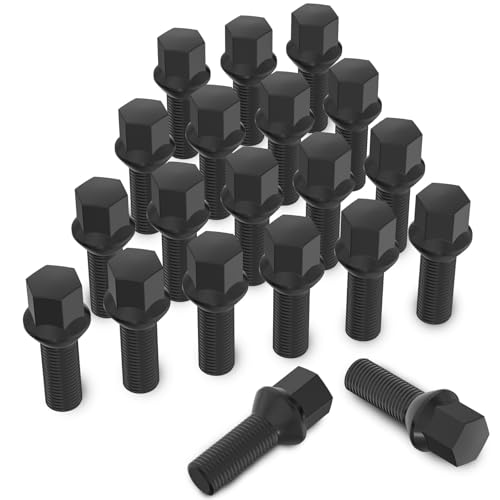 20 Stück MIKKUPPA Radschrauben Radbolzen M14x1,5 - Schaftlänge: 28mm,Kegelbund 60°,Schlüsselweite :17mm (Schwarz)