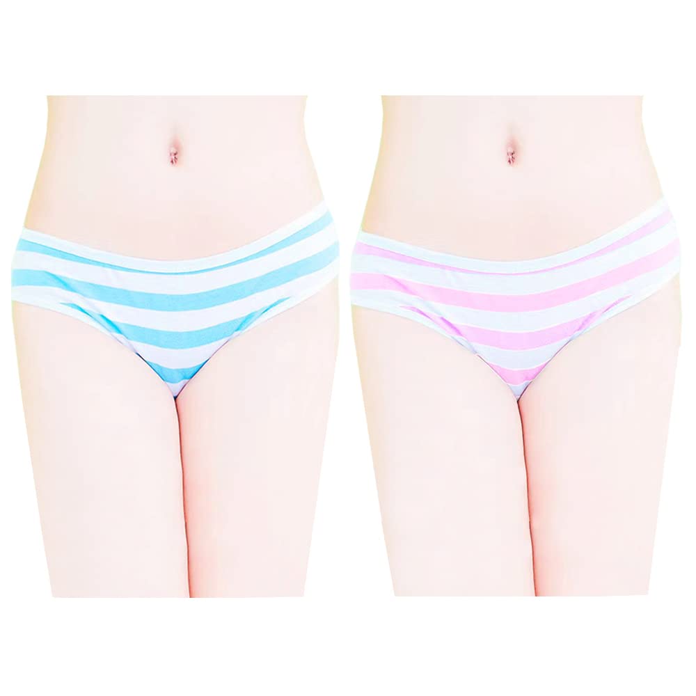 Striped Cotton Pouch Panties Underwear for Women Men Pack of 2