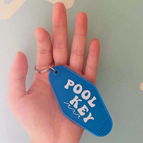 Image of Pool Key Keychain Plastic Vintage Motel Keychain Key Tag Pool Accessories for Women Men